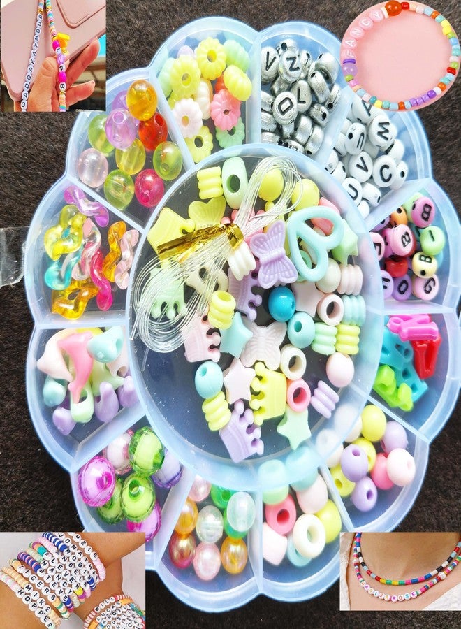 Do It Yourself DIY Crafts Letter Bead Kit Storage Organizers, Alphabet Beads Set Heart Bear Shaped Cases 4x7mm Round Letter, Acrylic Alphabet Beads for Friendship Bracelet Making Necklace Keychain (240 Pcs Multi-3) - Image 1